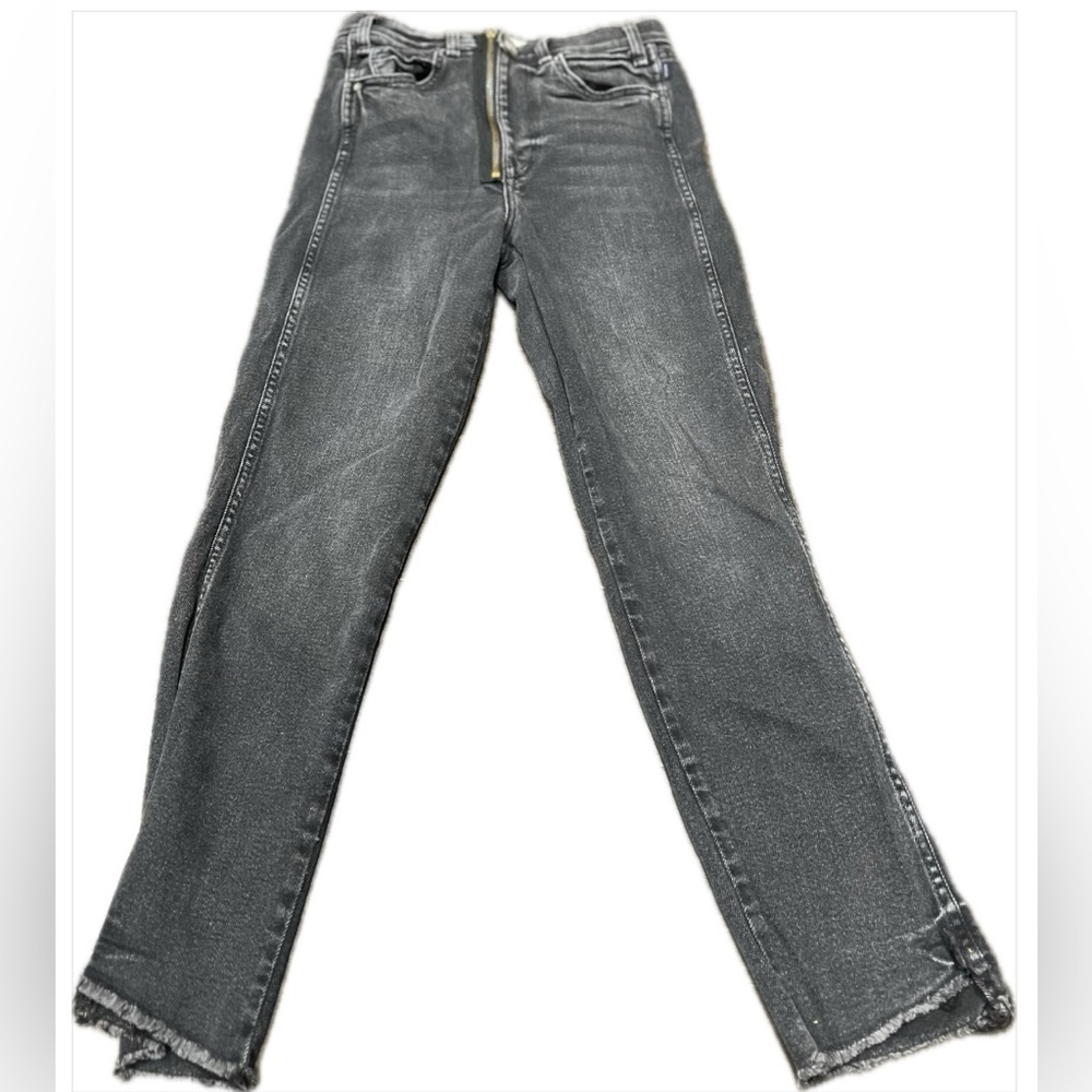 MCGUIRE Blank Denim Frayed Hem Zip Up Pants, Size 25